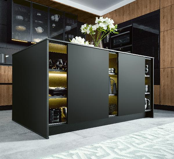 LUN3 | Cuisines AMALGAME Combinaison d’une façade verre Smartglass et d’une façade mélaminée ton bois….. Thann 3
